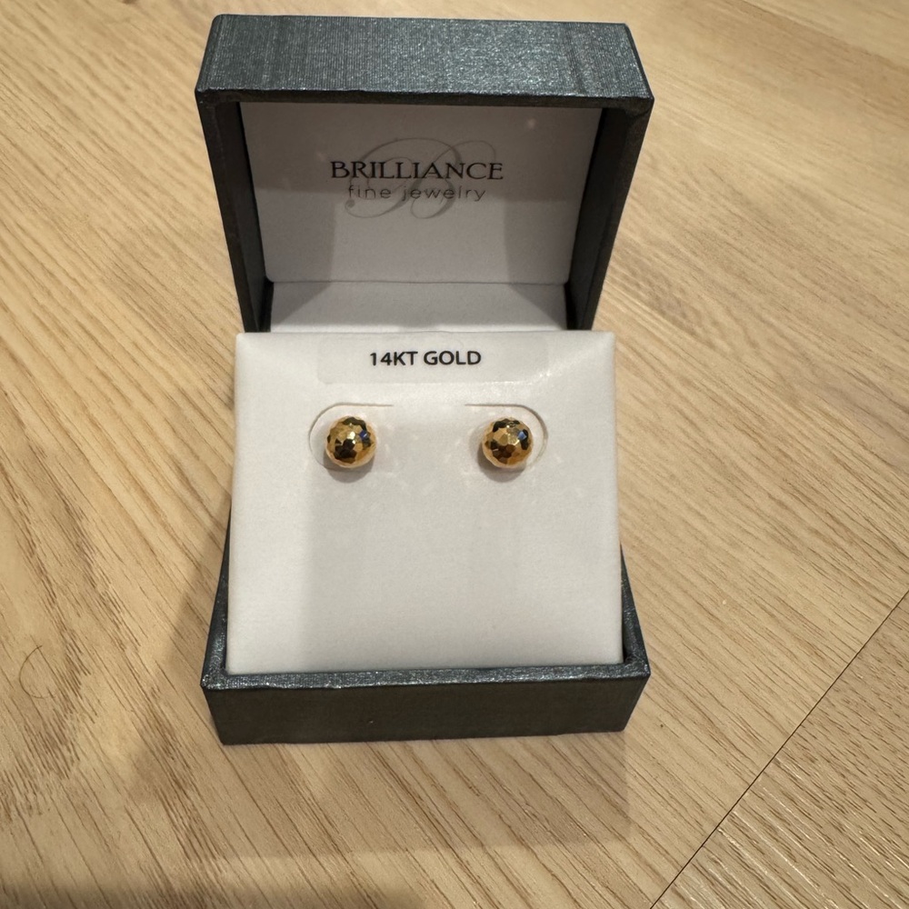 Brilliance 14KT Gold Ball Stud Earrings